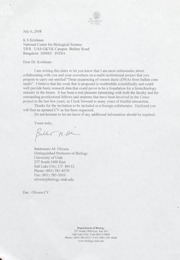 Letter from B  M  Olivera regarding potentially be...