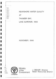Nearshore water quality at Thunder Bay, Lake Superior, 1983 / [1986]