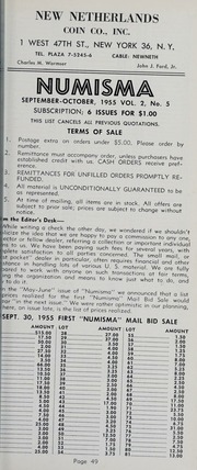 Numisma Mail Bid Sale #3, 01/13/1956