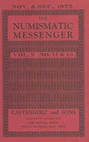 The Numismatic Messenger : November & December 1972
