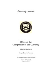 Office of the Comptroller of the Currency Quarterly Journal: Volume 19, No. 3