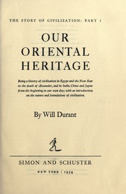 Cover of edition ourorientalherit00dura