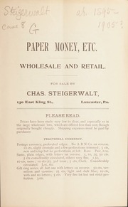 Paper money, etc., wholesale and retail. [Fixed price list G, 1905?]