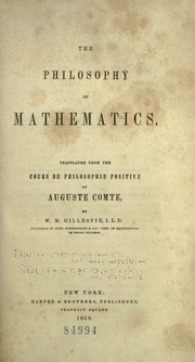 Cover of edition philosophyofmath00comtiala