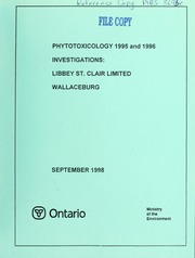 Phytotoxicology 1995-1996 Investigation: Libbey-st.Clair Wallaceburg [1998]
