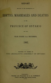 PROVINCE OF ONTARIO - VITAL STATISTICS, 1902 [1903]