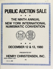 Public and mail auction sale : Ninth annual New York international numismatic convention ... [12/12-13/1980]