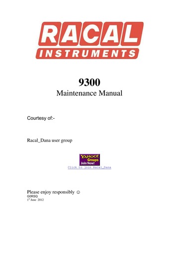 RACAL-DANA 9301A RMS Milivoltmeter Maintenance Manual 