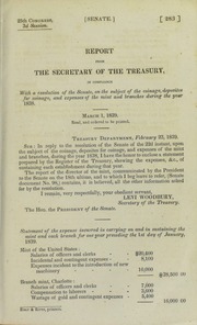 Report from the Secretary of the Treasury....on the Subject of Coinage...during the Year 1838