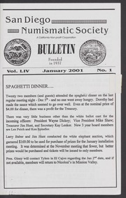San Diego Numismatic Society Bulletin, 2001