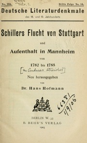 Cover of edition schillersflucht00streuoft