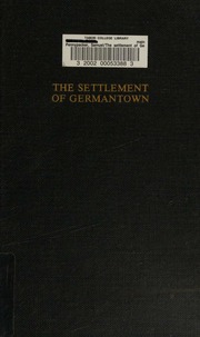 Cover of edition settlementofgerm0000penn