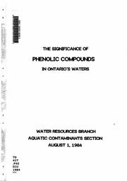 The significance of phenolic compounds in Ontario's waters / [1984]