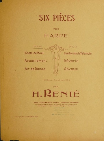 Henriette Renié 6 Pièces Brèves Harp Solo Songsentury Harp Songs MUSIC BOOK 