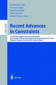 Recent advances in constraints : Joint ERCIM/CoLog