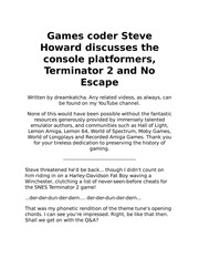 Games coder Steve Howard discusses the console pla...
