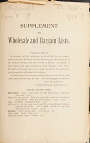 Supplement to wholesale and bargain list. [Fixed price list J, 1900]