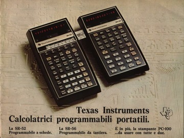 Texas Instruments SR-52 SR-56 PC-100 (brochure) : Texas Instruments Italia  s.p.a. : Free Download, Borrow, and Streaming : Internet Archive