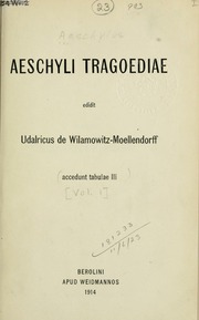Cover of edition tragoediaeedidit01aescuoft