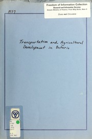 Transportation and agricultural development in Ontario [1977]