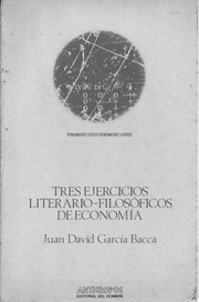 Tres Ejercicios Literario Filosóficos De Economía,...