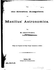 Über die ältesten Ausgaben von Manilius' Astronomi...