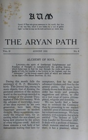 The Aryan Path Vol II No 8