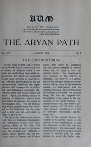 The Aryan Path Vol IX No 8