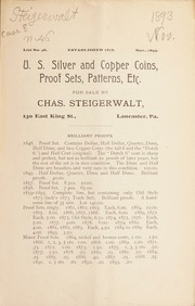 U.S. silver and copper coins, proof sets, patterns, etc. [Fixed price list number 46, November 1893]