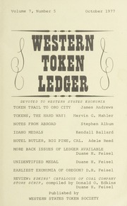 Western Token Ledger: October 1977