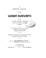 1931  Descriptive Catalogue Of The Sanskrit Manusc...
