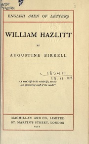 Cover of edition williamhazlitt00birruoft